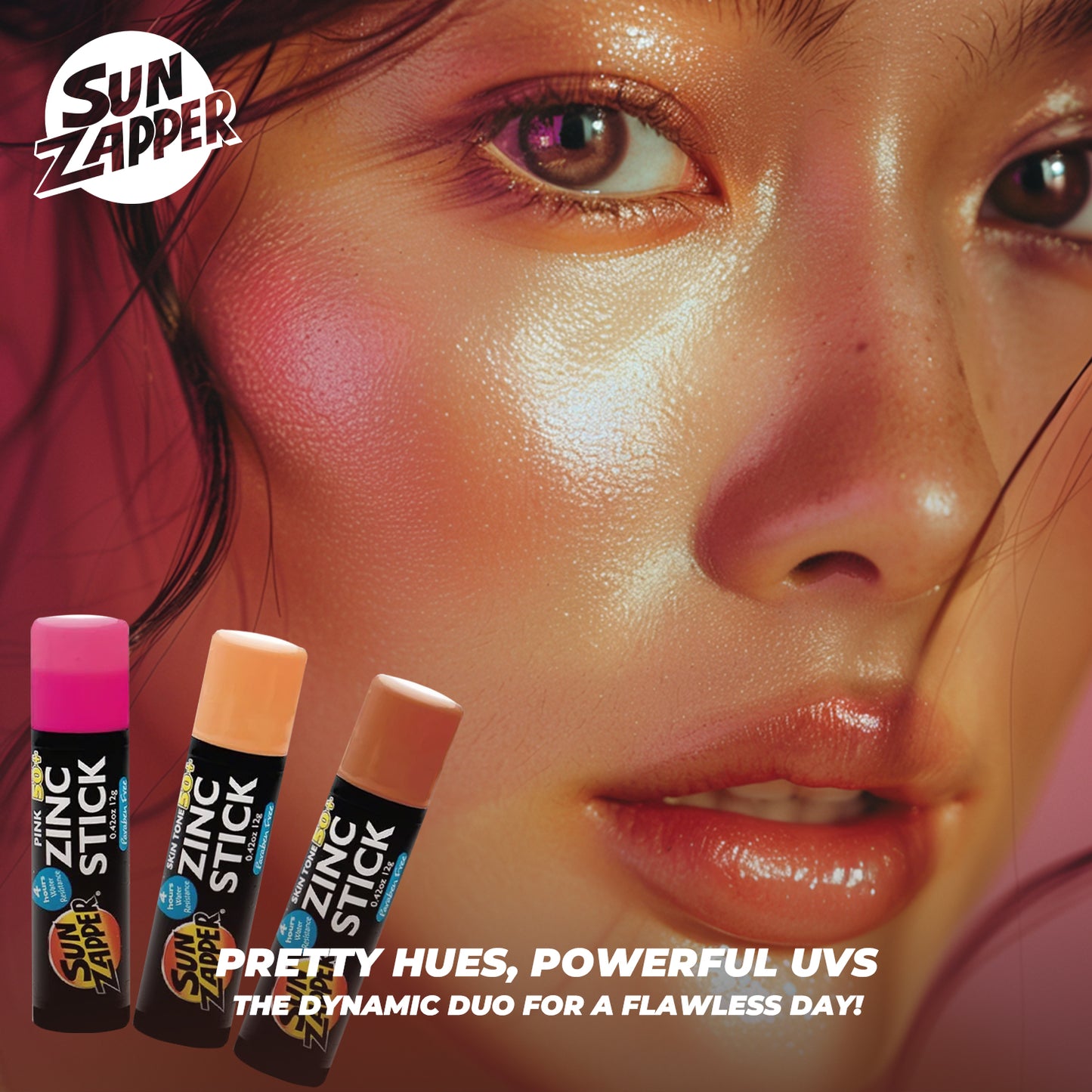 Zinc Sticks - Beauty 3-Pack: Light Skin Tone, Dark Skin Tone, Pink- SPF 50+