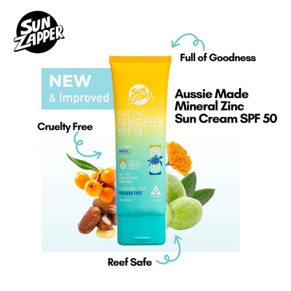 Pure Zinc Mineral Sunscreen SPF 50 – 25% Non-Nano Zinc Oxide, Reef Safe, Organic, 100mL