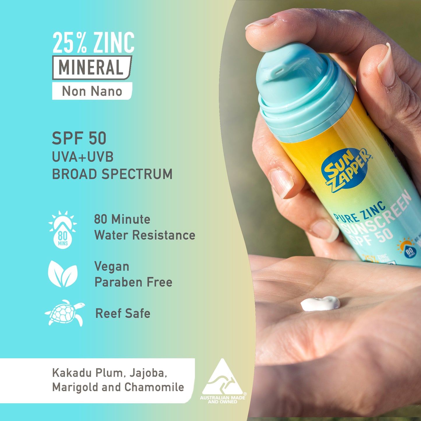 NEW - Pure Zinc Sunscreen Cream 100g SPF 50 - Air Pump Tube