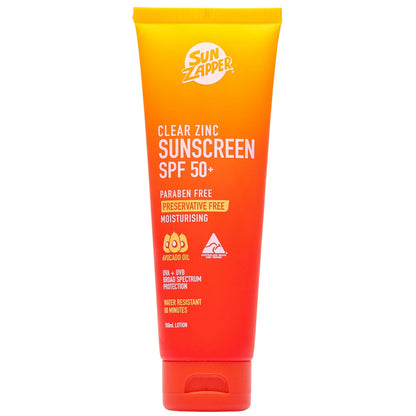 Clear Zinc Sunscreen SPF 50+ – No White Cast, 4-Hour Water Resistant