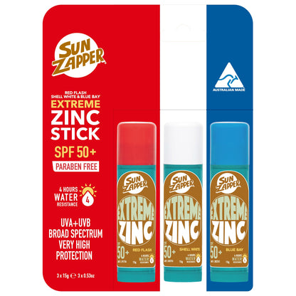 Extreme Zinc Stick 3-Pack SPF 50+ – Red, White & Blue 15g each