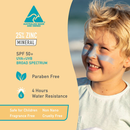 Zinc Stick Rainbow 4-Pack SPF 50+ – Pink, Blue, Yellow & Green