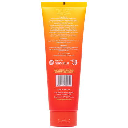 Clear Zinc Sunscreen SPF 50+ – No White Cast, 4-Hour Water Resistant